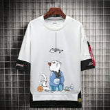 Anime Streetwear top – Hip Hop Kahaki T Shirt Short Sleeve Kawaii Harajuku Cat T Sh