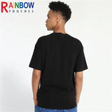 Trapwear Aesthetic piece – Rainbowtouhes T Shirt Men High Street Hip Hop Figure Face Pr