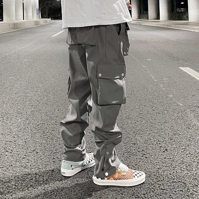 high street functional hip hop cargo pant harajuku fashionable multi pocket cargo trousers men women streetwear loose casual combat utility trousers