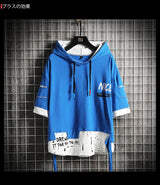 Men Fashion Ribben Hoodie Summer Short Sleeve Hoodies Mens Hoodies Tsh