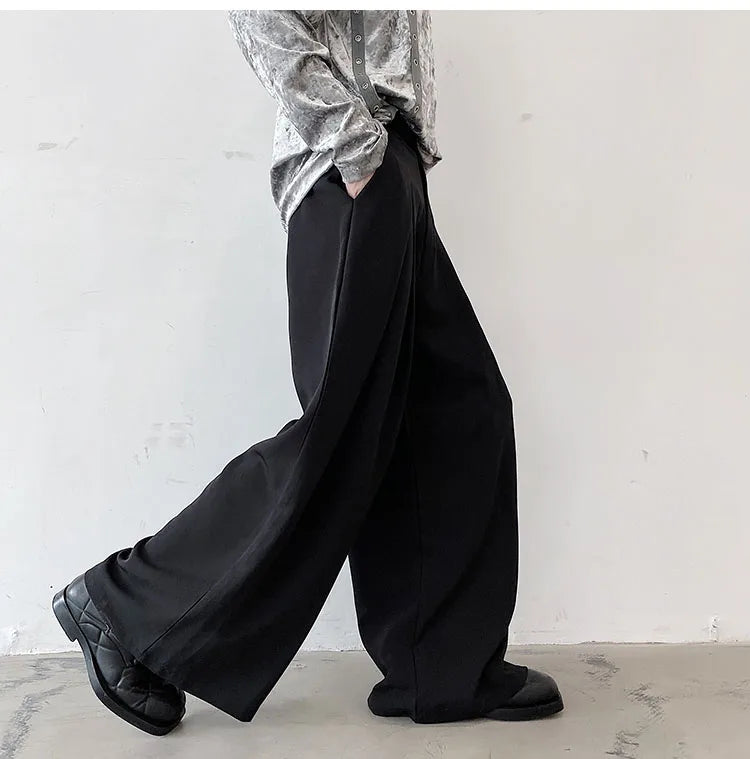 pants men high waist casual wide leg suit pant male vintage fashion japan korea streetwear loose long trousers unique default style 965