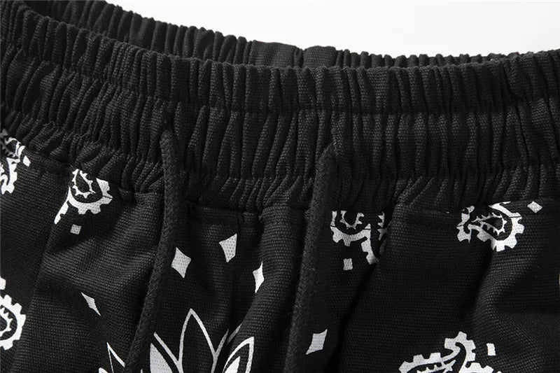Hip Hop Loose Shorts Fashion Harajuku Printed Shorts Mens Summer Casual Elastic Waist Drewstring Streetwear Sportswear Joggers