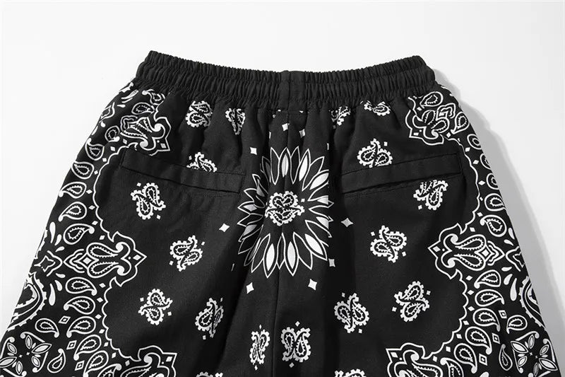 Hip Hop Loose Shorts Fashion Harajuku Printed Shorts Mens Summer Casual Elastic Waist Drewstring Streetwear Sportswear Joggers