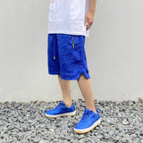 hip hop loose shorts elastic waist pants fashion printed zipper pocket half pants mens drewstring casual sportswear pant joggers sporty tapered joggers