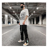 streetwear patchwork cashew flower print cargo pants y2k men hip hop casual functional slim cargo trousers male pocket side zip unique cargo style 4657
