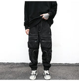 men pockets cargo pants new fashion zipper loose fit harajuku military trousers casual hip hop sportswear streetwear black pants unique cargo style 2488