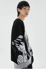 leather varsity streetwear knit with bold stitching, fall/winter pullover for urban outfits, men’s streetwear clothing piece 