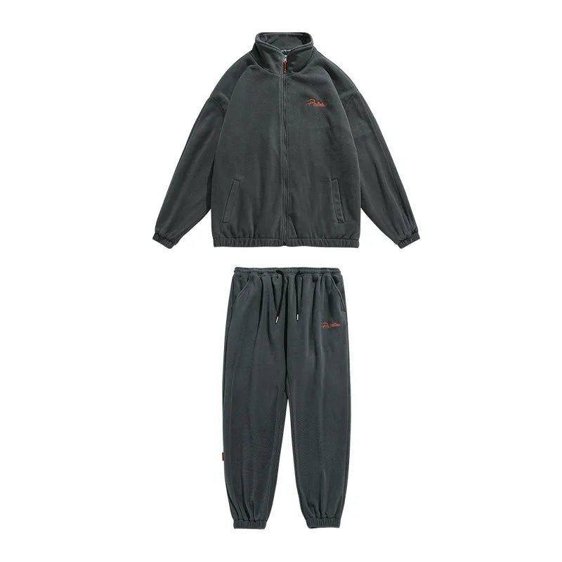 spring and autumn new fleece knitted coat mens loose couple suit versatile high street style minimalist street pants