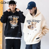Gonthwid Men Hip Hop Hoodie Sweatshirt Streetwear Funny Bear Print Hoo