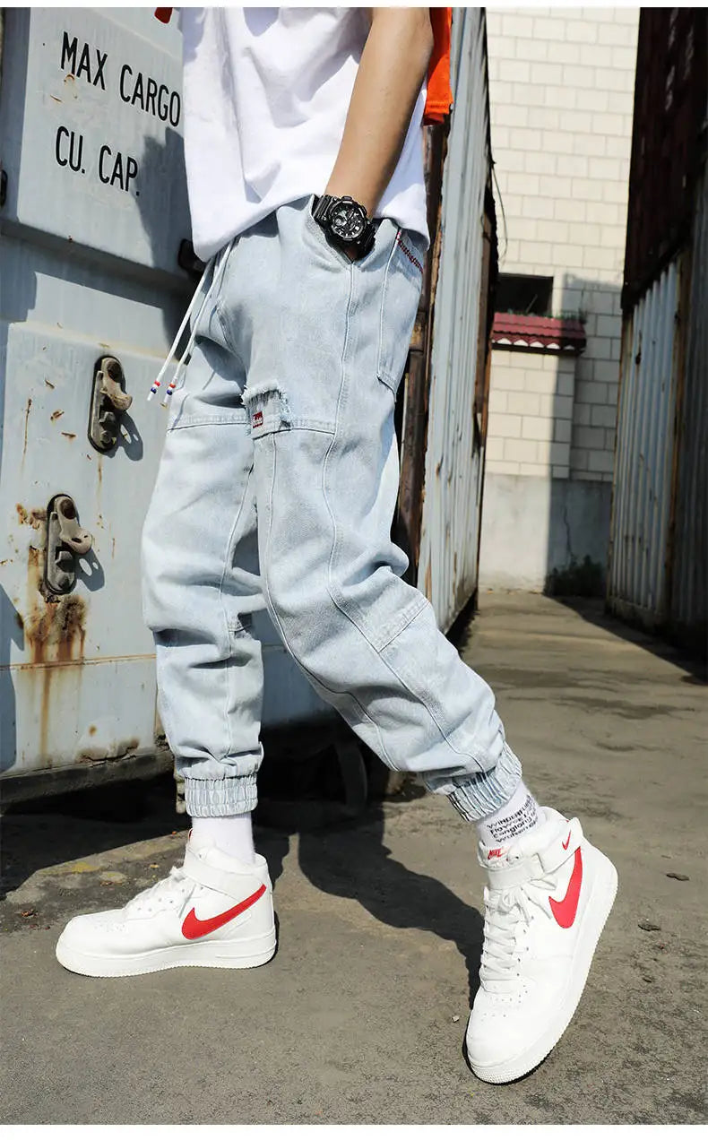 2023 new streetwear hip hop cargo pants mens jeans elastic harun joggers in autumn and spring men clothing unique joggers style 2760