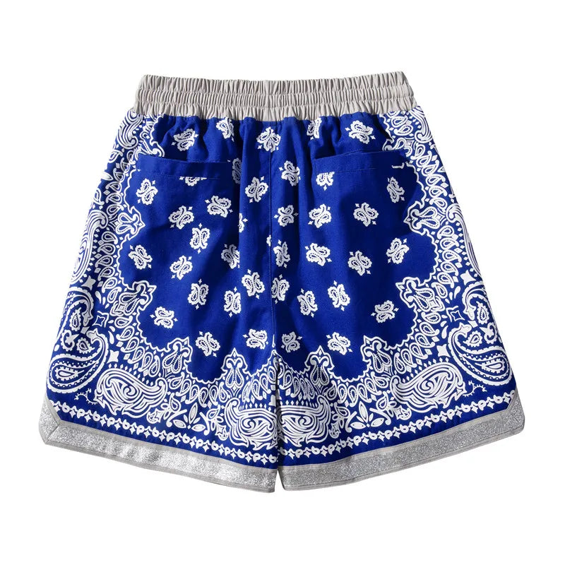 Hip Hop Loose Shorts Fashion Harajuku Printed Shorts Mens Summer Casual Elastic Waist Drewstring Streetwear Sportswear Joggers