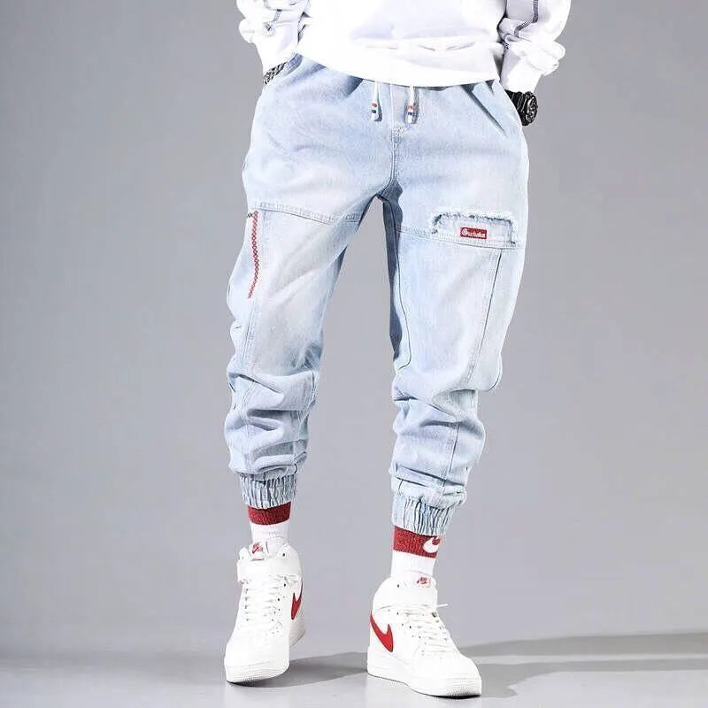 2023 new streetwear hip hop cargo pants mens jeans elastic harun joggers in autumn and spring men clothing unique joggers style 2756