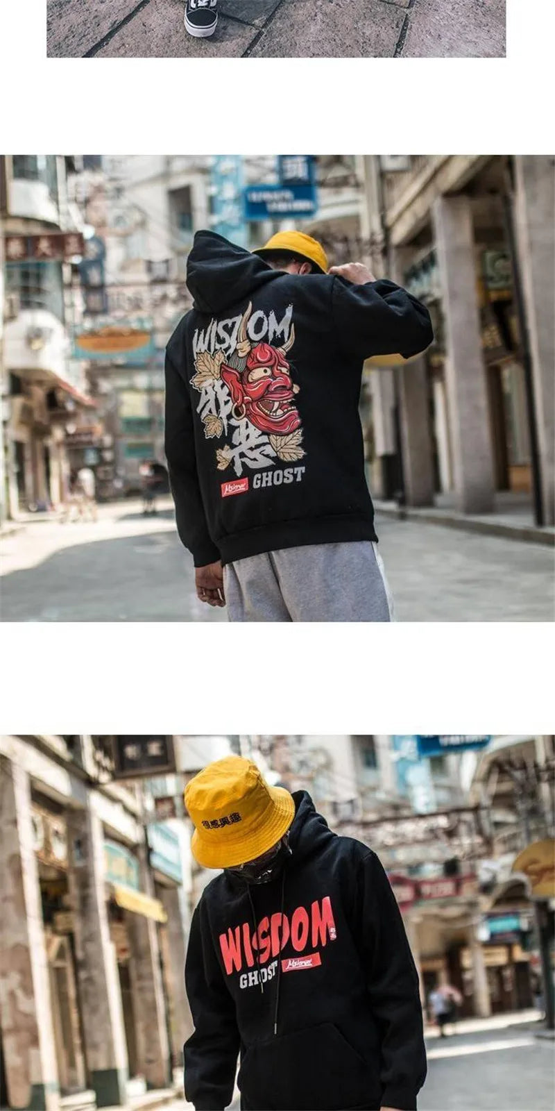 Japanese Chinese Style Hoodies Streetwear Sweatshirt Hooded Hip Hop Ev