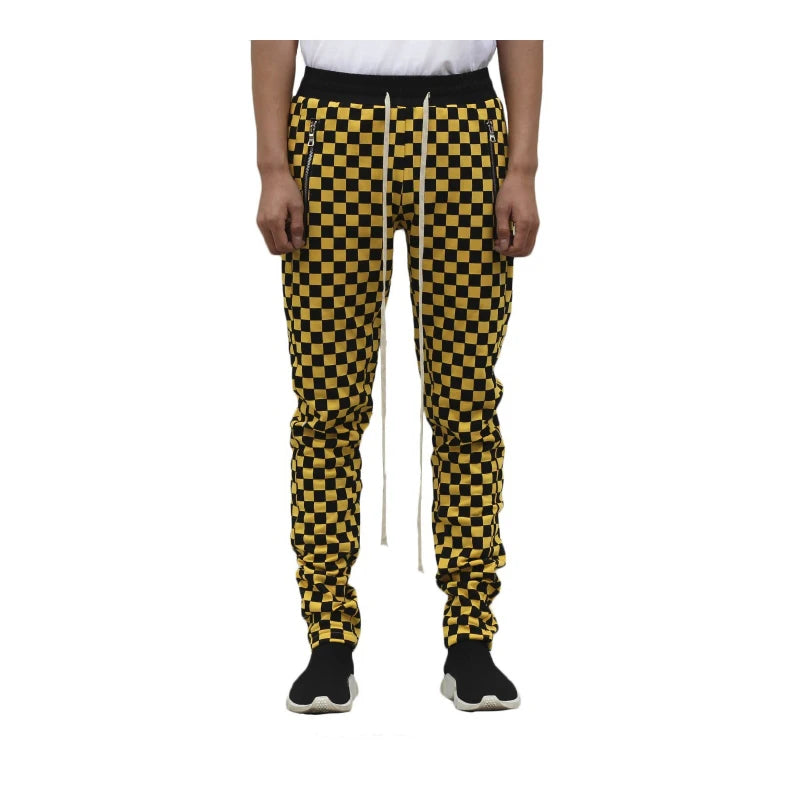 white black plaid joggers pants men hip hop retro checkered casual pants women streetwear fashionable ankle zip sweat pants male unique joggers style 1533