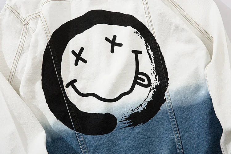 graphic outerwear featuring mens denim jackets fashion fade color single breasted hip hop streetwear coats new spring harajuku printed outerwear jacket coat design – premium quality jacket for men