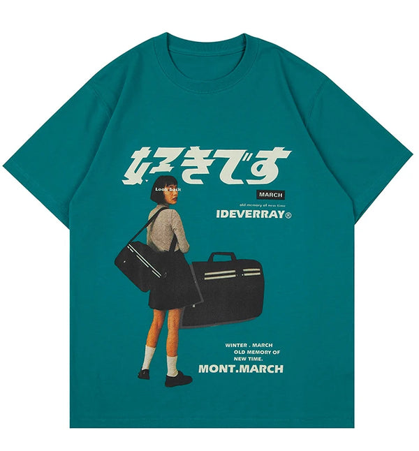 Trapwear Aesthetic print tee – Aolamegs Japanese Harajuku Girl Kanji Print T Shirt Men Coll