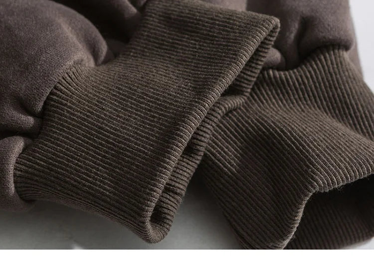 Men Hip Hop Hoodie Streetwear Sweatshirt Zipper Pocket Patches Hoodie 2023 Harajuku Cotton Fleece Hooded Pullover Grey White