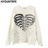 mens hip hop streetwear skull graffiti harajuku sweaters casual knitted sweater ripped holes cotton pullover men jumper sweater - vintage look oversized hoodie, high quality cotton hoodie, bold artwork streetwear hoodie