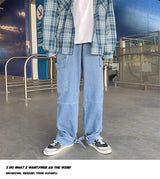 men jeans wide leg denim pants loose straight baggy mens jeans hip hop streetwear skateboard neutral denim trousers cargo jeans unique cargo style 2668