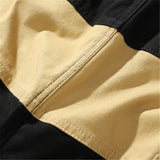 rainbowtouches men fashion retro casual splicing solid color straight cargo zipper pocket pants hip hop high street long trouser unique cargo style 3171