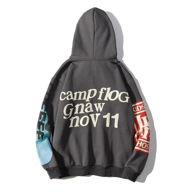 2021 Harajuku Weirdo Graffiti Letter Printed Hoodies Men Lucky Me I Se