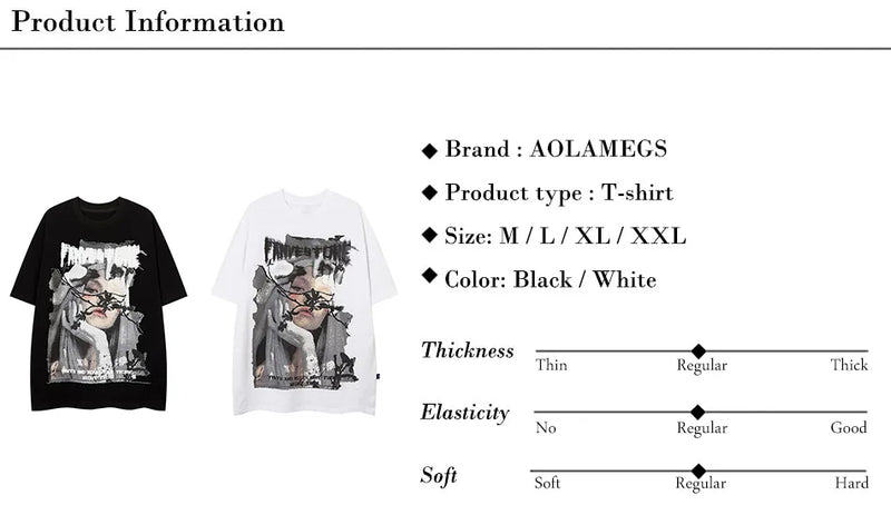Y2k Oversized shirt – Aolamegs Harajuku Girl Letter Graffiti Printed T Shirt Men O
