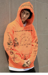 2023 Hip Hop Hoodie Sweatshirt Men Streetwear Skull Graffiti Print Hoodie Pullover Cotton Autumn Grey Harajuku Punk Clothes New