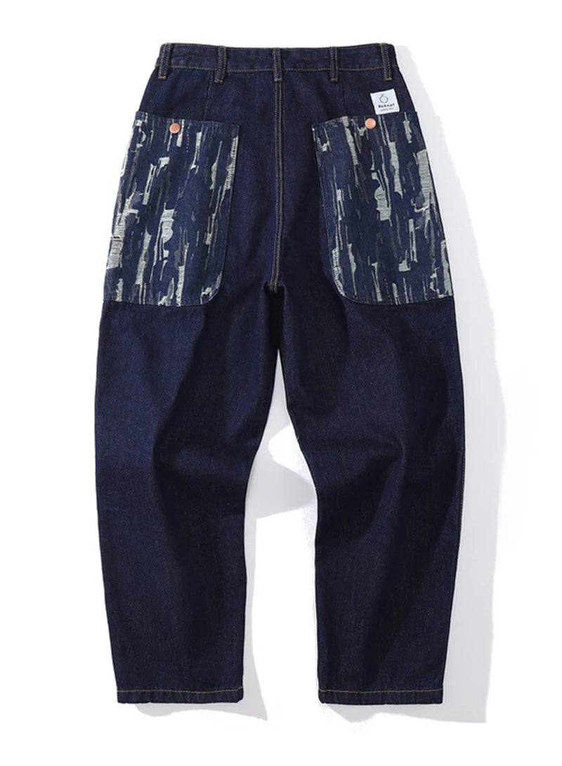 rainbowtouches fashion brand mens jeans high street pants print design long trousers loose straight vintage style boy wide legs unique jeans style 5345