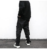 men pockets cargo pants new fashion zipper loose fit harajuku military trousers casual hip hop sportswear streetwear black pants unique cargo style 2495