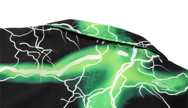 Trapwear Oversized shirt – Gonthwid Hawaiian Beach Shirts Streetwear Lightning Print Sh