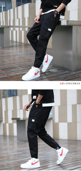 cargo pants men streetwear hip hop pants elastic waist harem ankle length trousers black army green harajuku loose casual pocket unique cargo style 1008