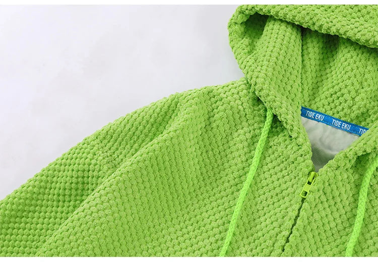 Aolamegs Hoodies Men Twist Knitting Demon Horns Solid Color Zipper Coa