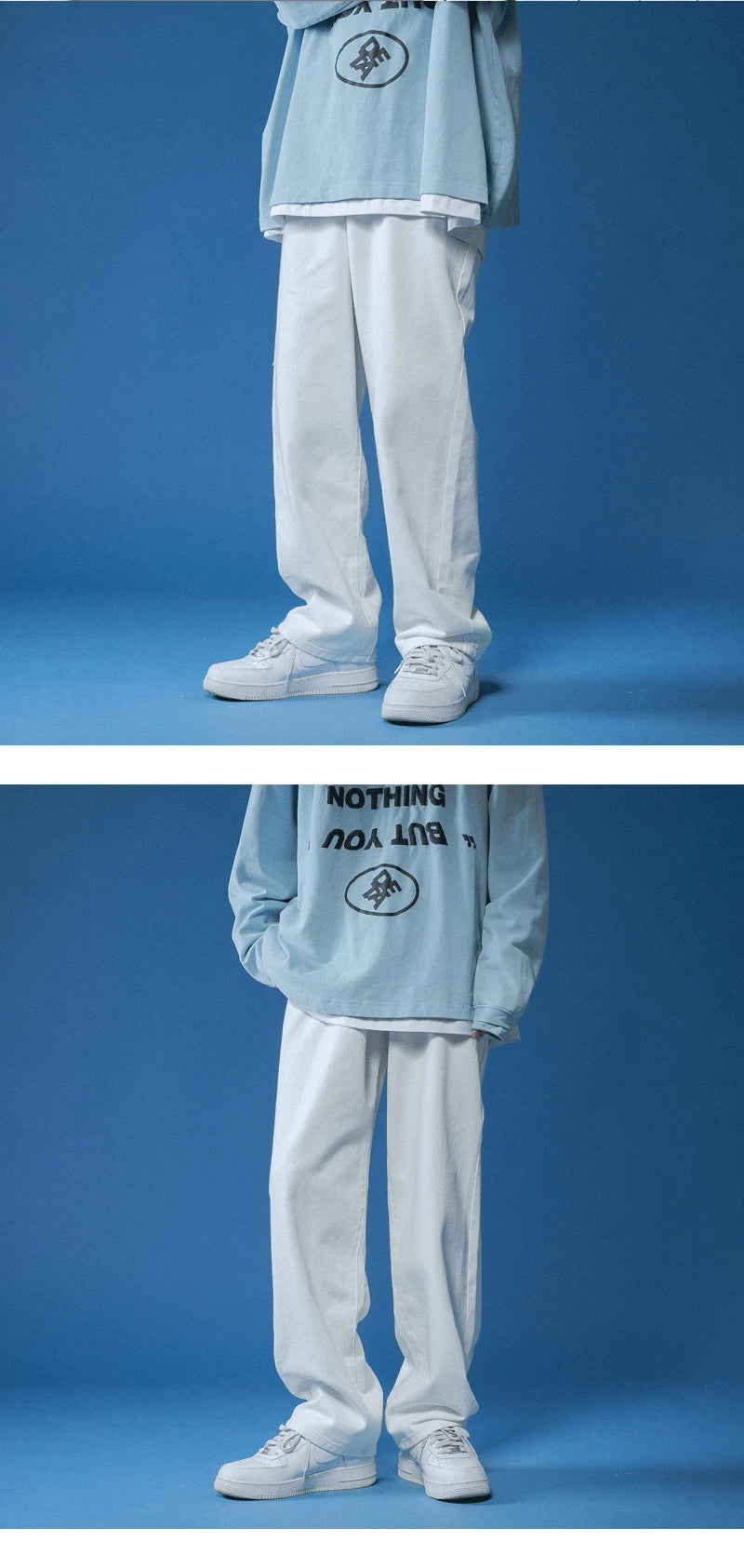 straight jeans men wide jeans white loose denim trousers neutral jean streetwear casual pure man women pants hip hop bagy jeans unique jeans style 2836