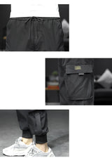 streetwear hip hop black harem pants men elastic waist punk pants with ribbons casual slim jogger pants men hip hop trousers unique joggers style 2539