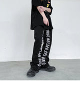 fashion letters embroidery denim flare jeans mens high street elastic waist straight trouser hip hop streetwear pants joggers unique joggers style 4796