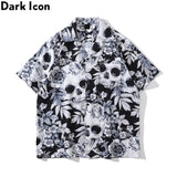 Dark Icon Skeleton Floral Men's Shirt Summer Vintage Shirts for Men Male Top