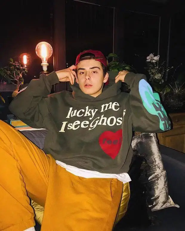 Graffiti Letter Foam Fleece Baggy Sweatshirts Mens Oversized High Stre