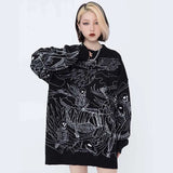 techwear flame knit sweater with structured oversized fit, ideal for cold streetwear layers, men’s streetwear clothing piece 