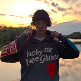 2021 Harajuku Weirdo Graffiti Letter Printed Hoodies Men Lucky Me I Se