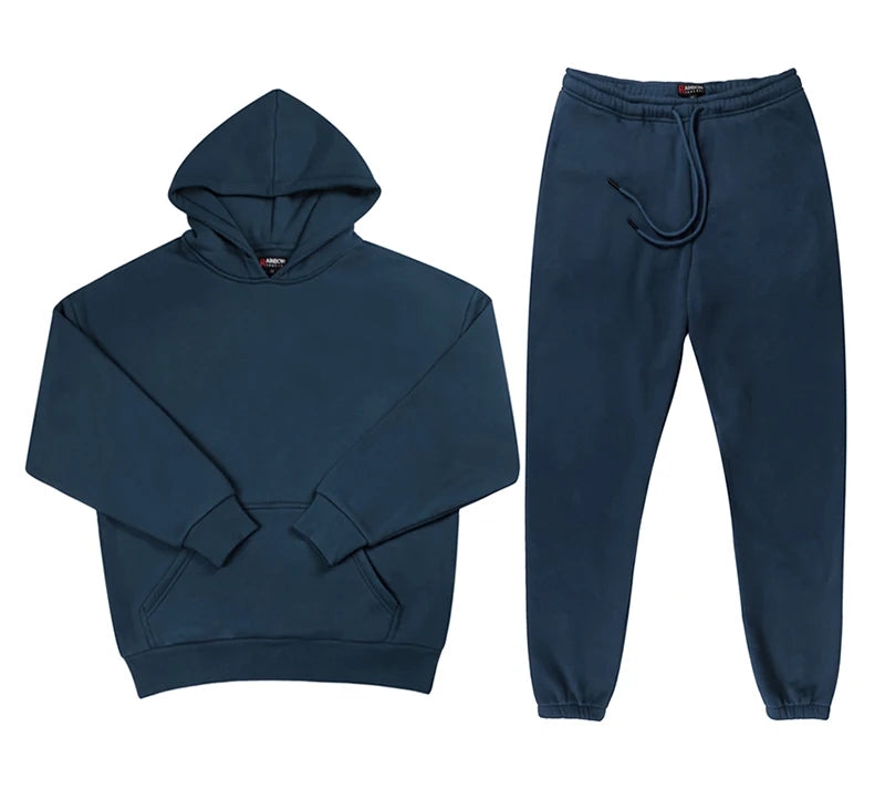 rainbowtouches quality pure cotton 2 piece couple hoodie solid color hip hop casual sportswear pullover mens pants plush unique default style 1475