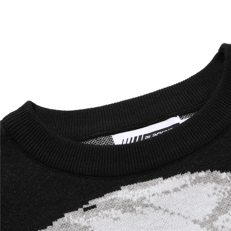 leather varsity streetwear knit with bold stitching, fall/winter pullover for urban outfits, men’s streetwear clothing piece 