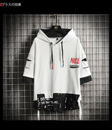 Men Fashion Ribben Hoodie Summer Short Sleeve Hoodies Mens Hoodies Tsh