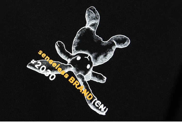 Y2K Graphic Tee – Hip Hop Streetwear Tshirt 2023 Men Cute Rabbit Letter Printe – Modern Streetwear for Everyone