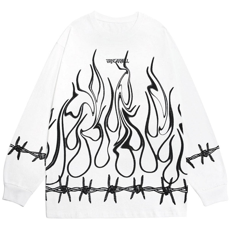 "White Flame Walls" Unisex Men Women Streetwear Graphic Sweatshirt Daulet Apparel