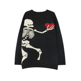 hip hop skull knitted oversized sweater men autumn winter o neck long sleeve pullover streetwear loose sweaters mens clothing unique limited edition hoodie, trendy hip hop style outerwear, urban wear with bold artwork