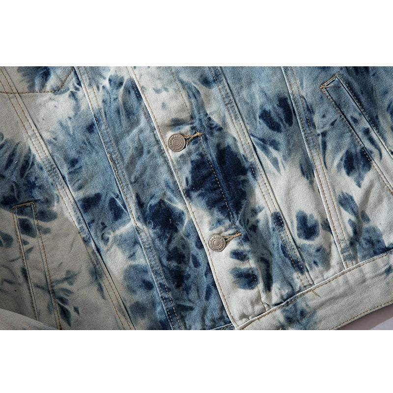 trendy coat featuring fashion tie dyed jeans jackets coat men casual single breasted turn down collar denim streetwear new hip hop outerwear jacket design – premium quality jacket for men