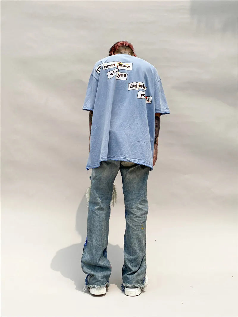 Vaporwave Aesthetic print tee – Distorted Portrait Printing Short Sleeved T Shirt Hip Hop Su