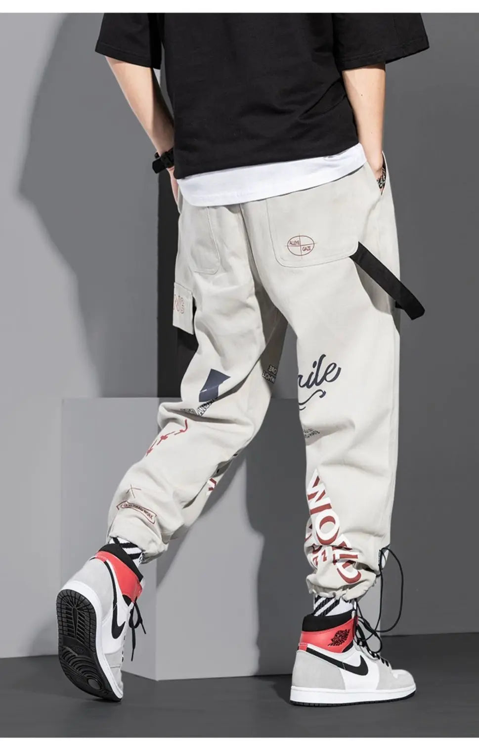 men pants spring and autumn cargo pants man fashion hip hop casual pants loose korean drawstring men joggers sweatpants unique joggers style 2475