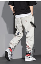 men pants spring and autumn cargo pants man fashion hip hop casual pants loose korean drawstring men joggers sweatpants unique joggers style 2475
