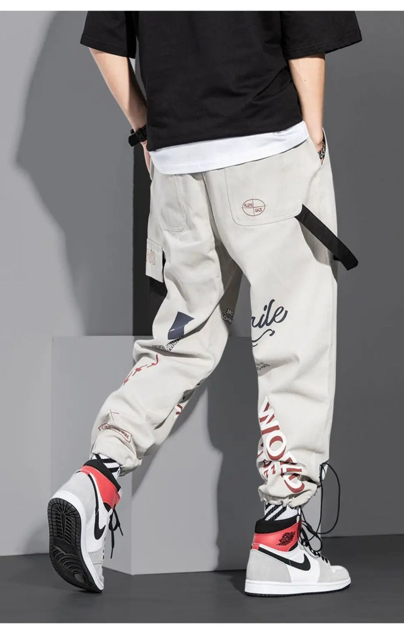 men pants spring and autumn cargo pants man fashion hip hop casual pants loose korean drawstring men joggers sweatpants unique joggers style 2475